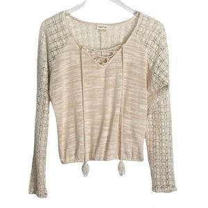 Anthropologie Meadow Rue Crochet Sleeve Top XS